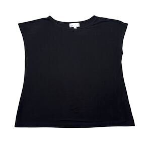 Nordstrom Rack Black Modal Blend Boxy Short Sleeve Top L NWT